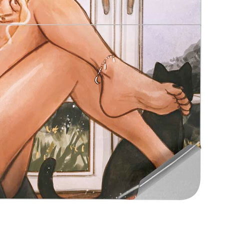 Cozy Autumn Library Witch with Cat and Coffee by Ivy Dolamore Surface Laptop Studio Skin